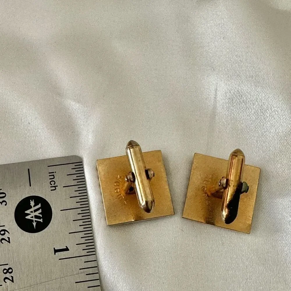 Swank gold tone and abalone square vintage cufflinks